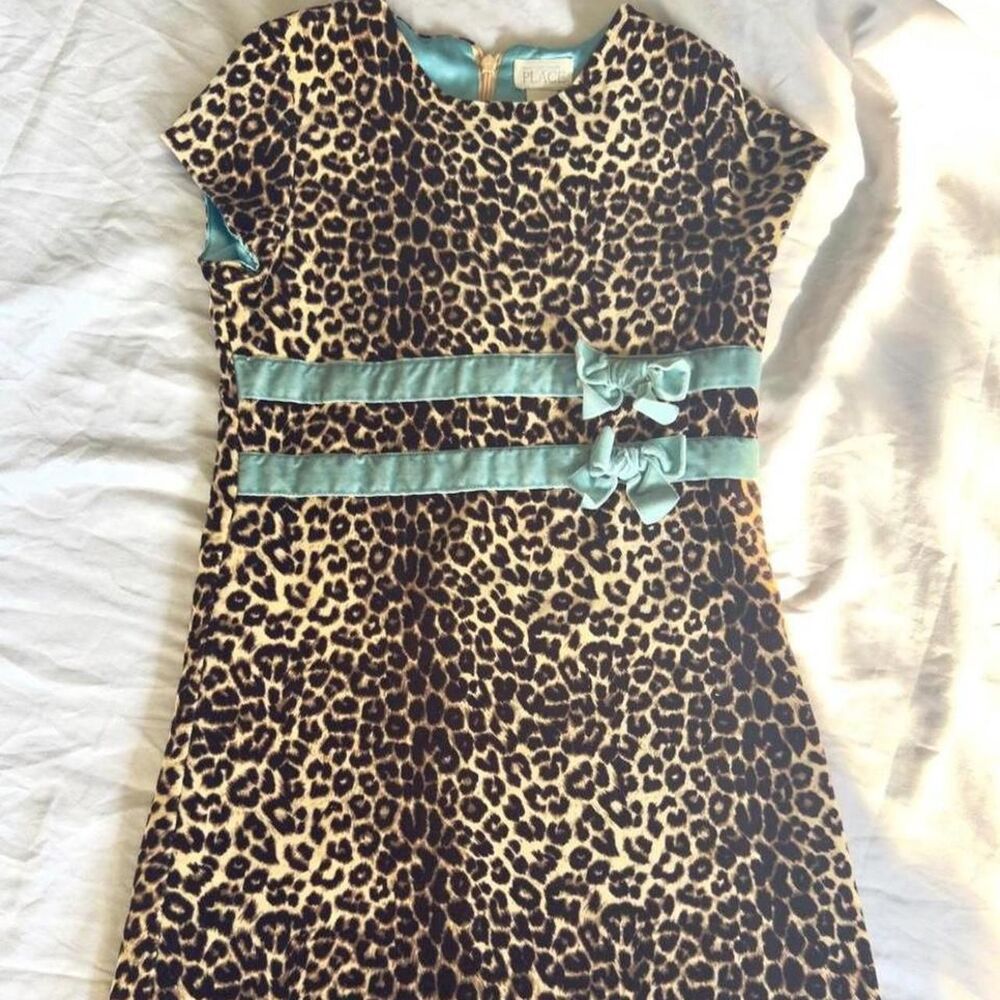 the children’s place Y2K Inspired Leopard Print Dress with Bows Girl’s Size 8